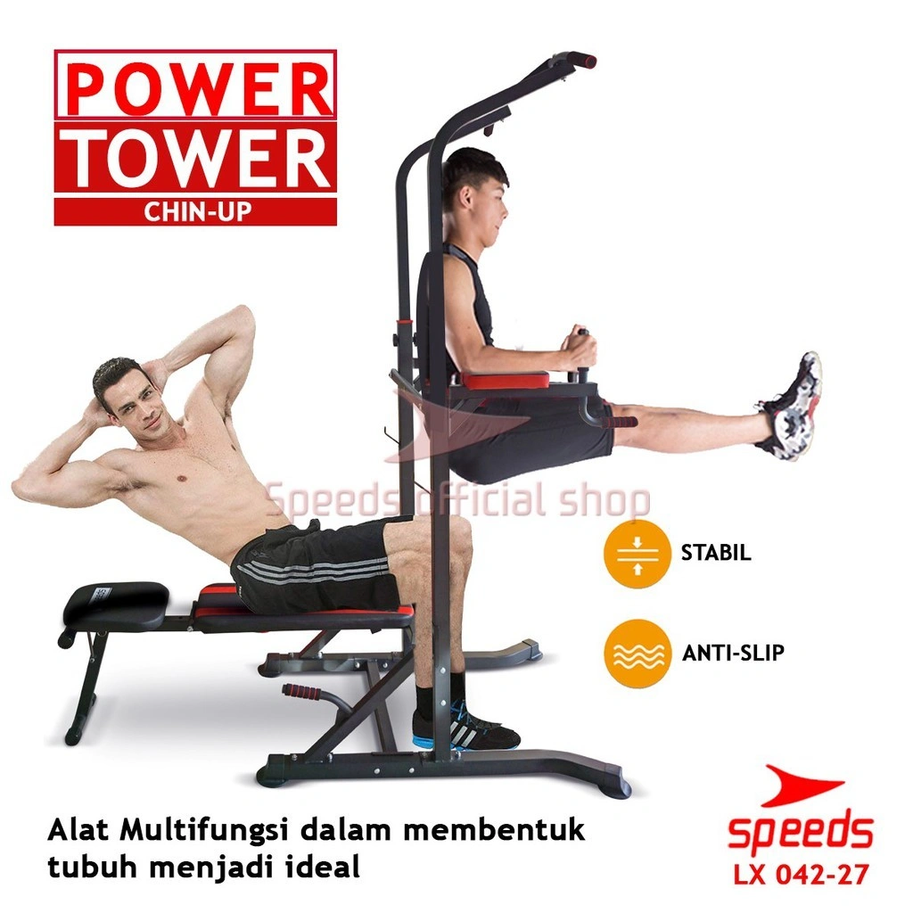 SPEEDS Power Tower Pull Up Bar Chin Up Hanging Bar Gym Alat Fitness Rumahan Alat Olahraga 042-27