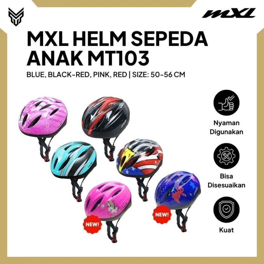 MXL Helm Sepeda Anak MT103 Kids Bicycle Helmet Scooter Sepatu Roda Skateboard Push Bike Pelindung Kepala Unisex