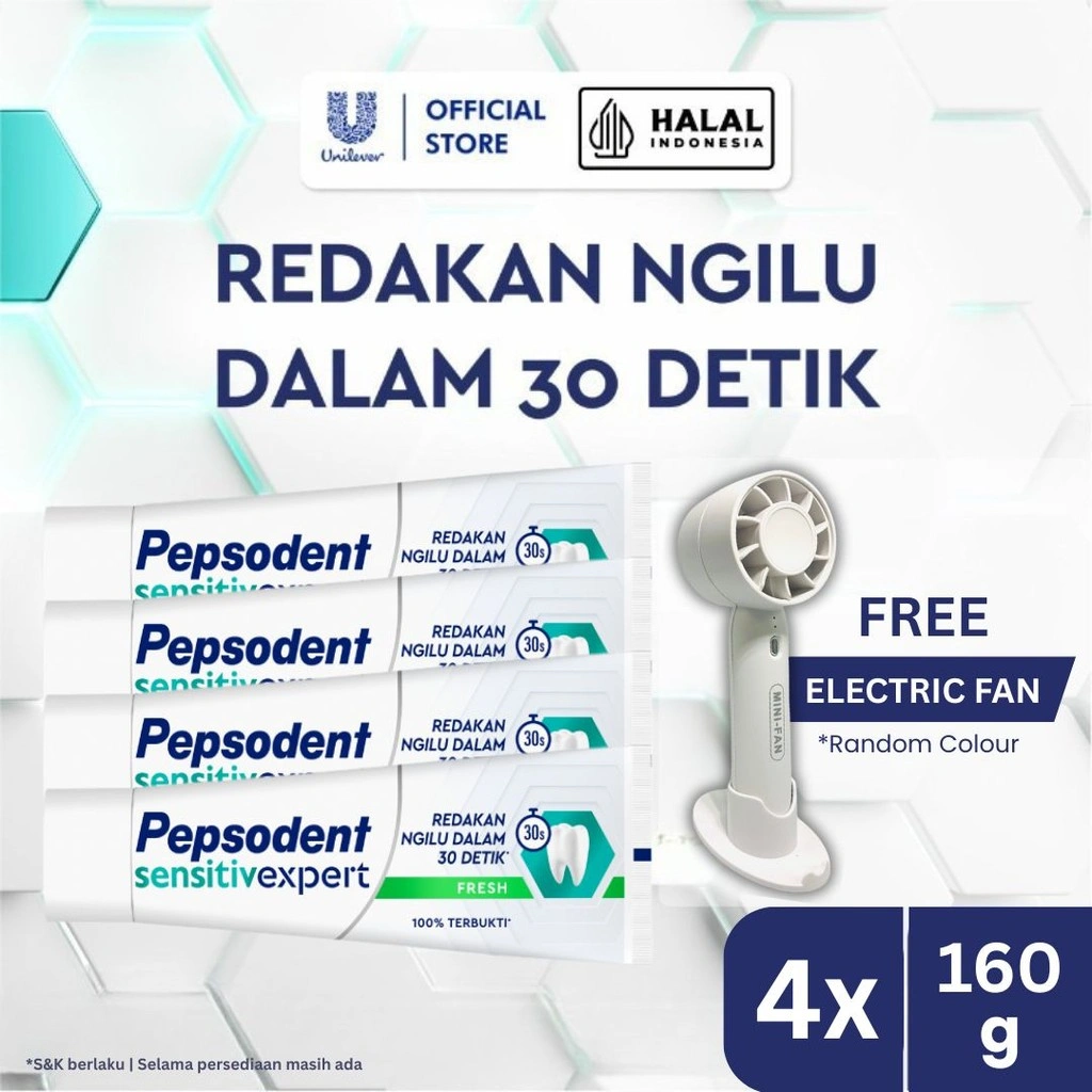 Buy 4 Pepsodent Pasta Gigi Sensitive Mineral Expert Fresh 160g FREE Electric Fan