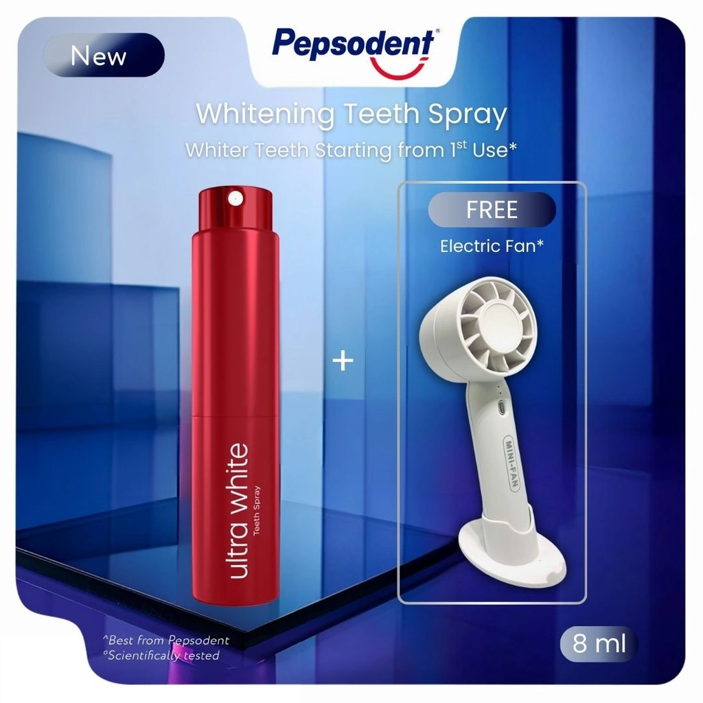 Buy 1 Pepsodent Ultra White Teeth Protection Spray 8ml FREE Electric Fan
