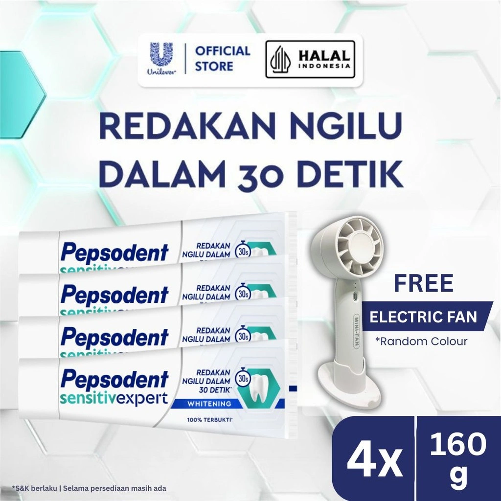 Buy 4 Pepsodent Pasta Gigi Sensitive Mineral Expert Whitening 160g FREE Electric Fan