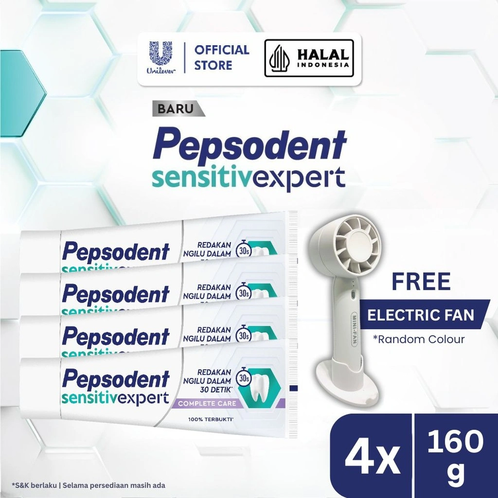 Buy 4 Pepsodent Toothpaste Pasta Gigi Sensitive Ngilu Complete Care 160g FREE Electric Fan