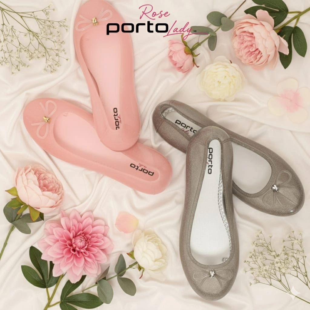 PORTO ROSE - Flatshoes Pita Model Korea Glitter Bahan Karet Anti Slip | Nyaman dipakai