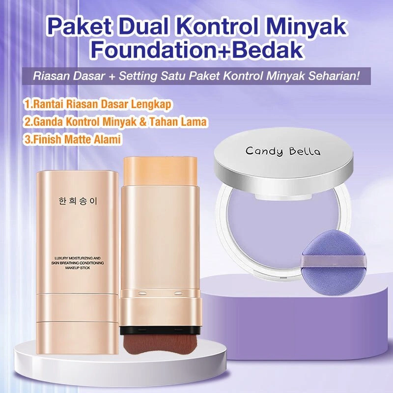 Jelly Balm Powder + Concealer Foundation Stick Waterproof Bedak Balm Pressed Powder Oil Control Setting Gel Powder Silky Touch Soft Focus Setting Balm Long Lasting