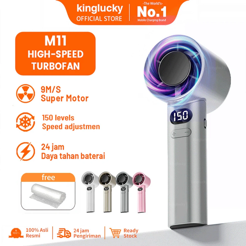 KING LUCKY Kipas Angin Mini Portable High-speed Mini Kipas Tangan 16500RPM Kipas Strong Wind 100 Gear Wind Digital Display Adjustable