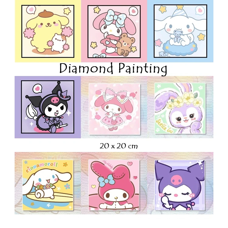 5D Diamond Painting Set DIY Kids Art and Craft Lukisan Berlian Kristal Aktivitas Prakarya Mainan Anak 20 x 20 cm
