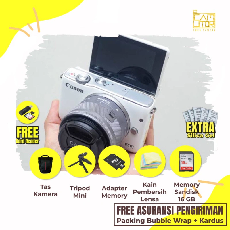 Mirrorless Canon M10 Wifi Bonus Memory + Tripod Mini + Tas Baru Siap Pakai