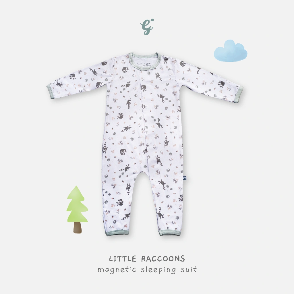 Little Gee Magnetic Sleepsuit Bamboo for Baby 0 - 18 Months | Onesie Newborn Premium Lembut