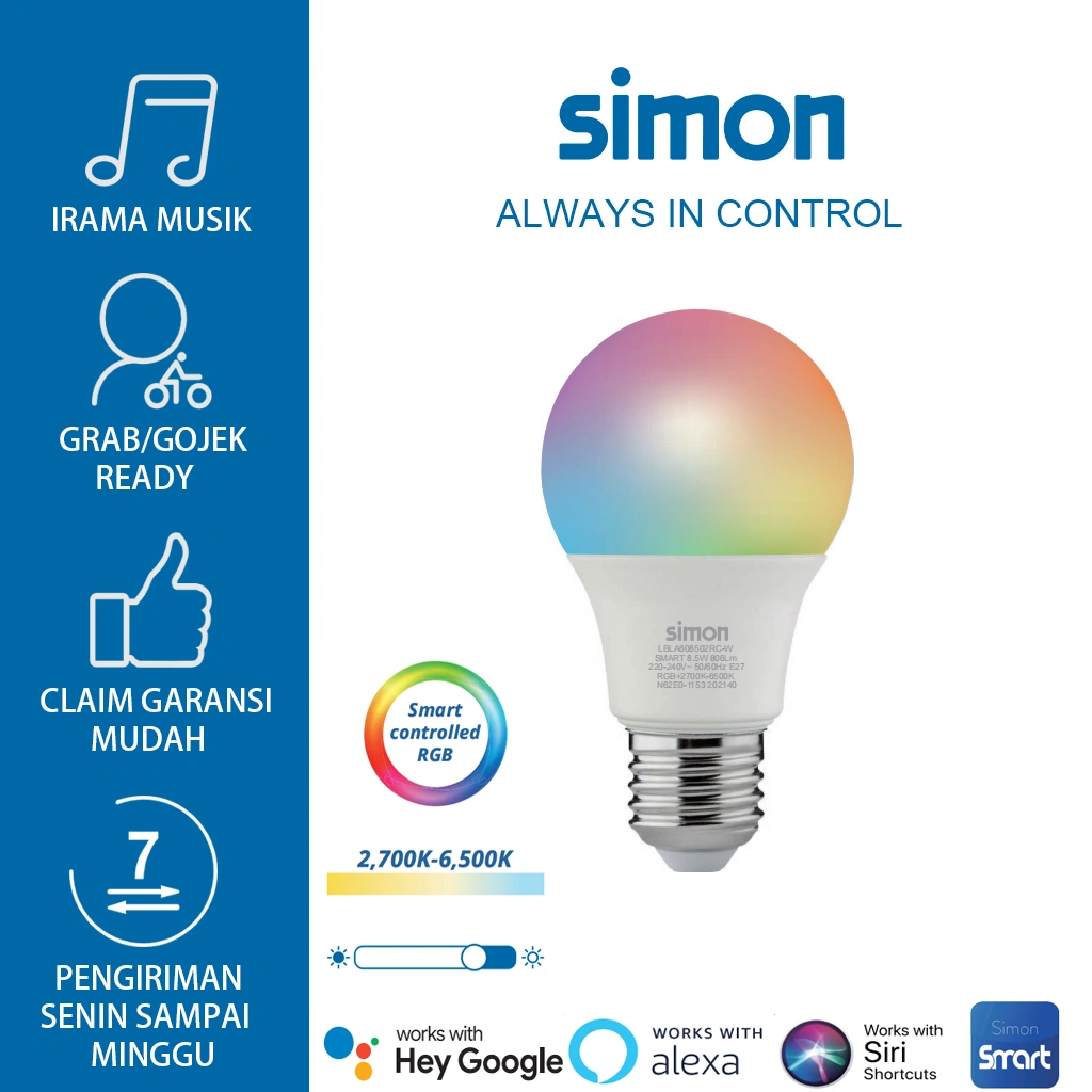 Simon - Smart Bulb Rgb + Tunable Cct 8.5w Wifi