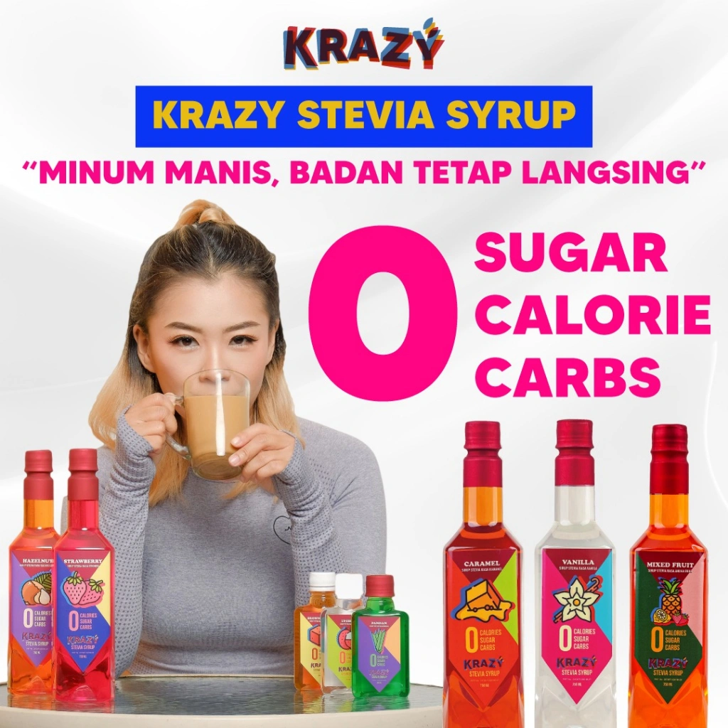 Krazy Stevia Sirup Diet Zero Calorie Keto Syrup 200 ml - 750 ml