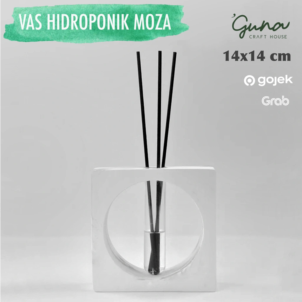 Vas Bunga Hidroponik Moza - Vas Semen Tabung Kaca - Square Vase