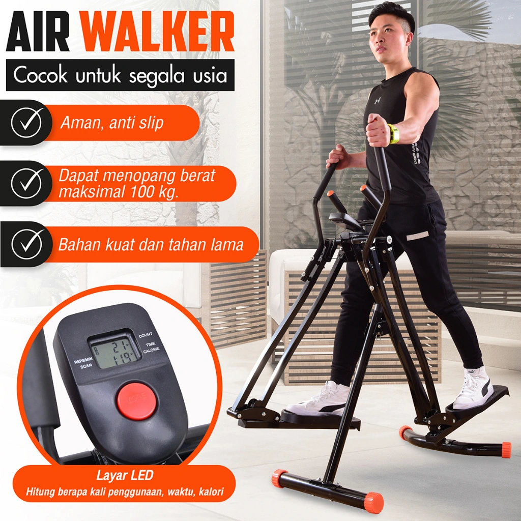 HTD SPORT Air Walker Climber Elliptical Trainer Freestyle Glider Alat Olahraga Fitnes Gym KM606 KM607
