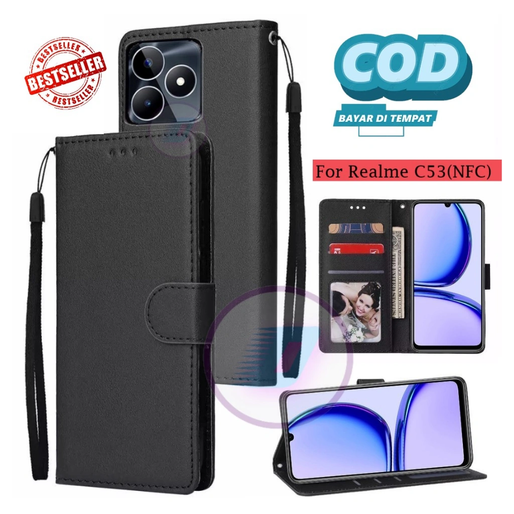REALME C53 (NFC) FLIP LEATHER CASE PREMIUM-SARUNG BUKU KULIT/DOMPET HP