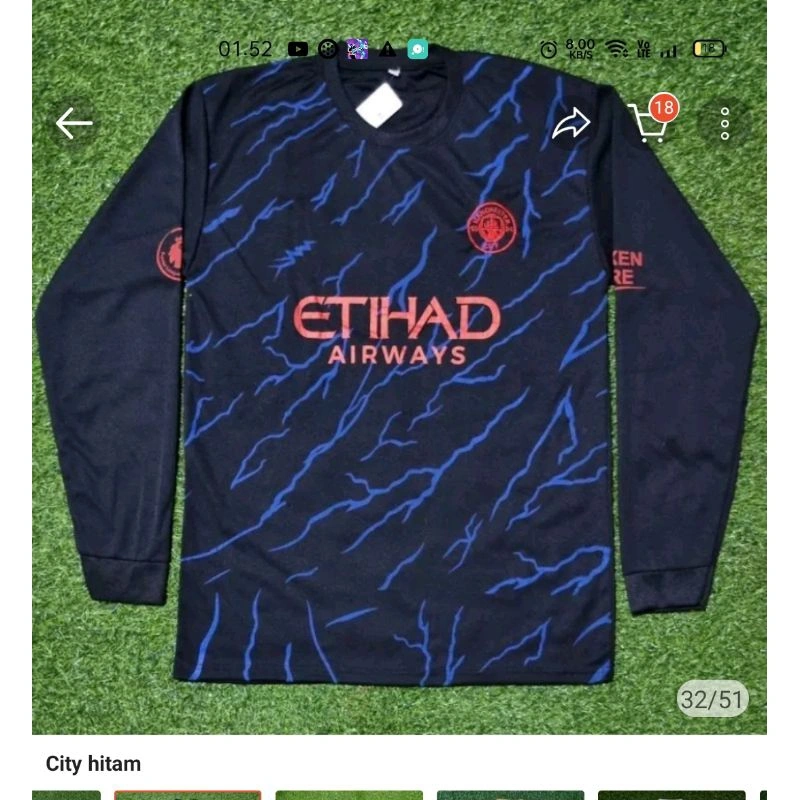 kaos bola lengan panjang dewasa L