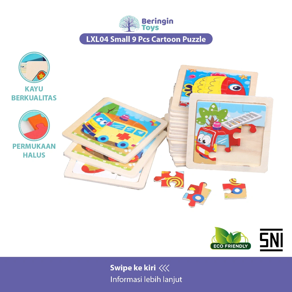 Beringin Toys MAINAN EDUKASI PUZZLE KAYU / JIGZAW PUZZLE 9 KEPING / Mainan Edukasi Puzzle/Puzzle Kayu Hewan / Mainan Edukasi Jigsaw Puzzle Anak / Mainan Anak
