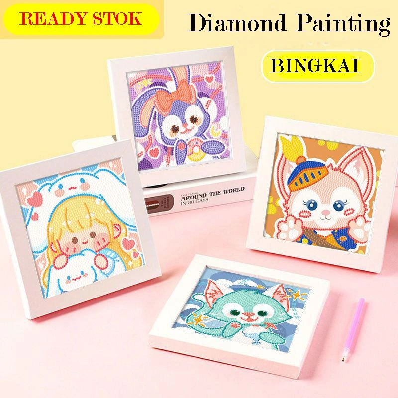 5D Diamond Painting Set DIY with Frame Berbingkai Kids Art and Craft Lukisan Kristal Aktivitas Prakarya Mainan Anak Full Drill Mosaic Rhinestones Sticker Lukisan Diamond