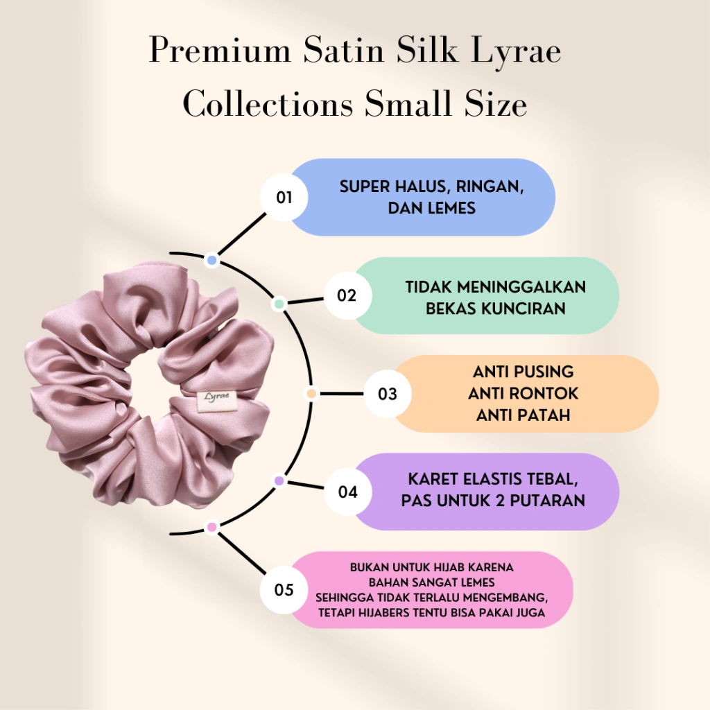 Lyrae S Scrunchie Satin Silk 100% Premium high-quality