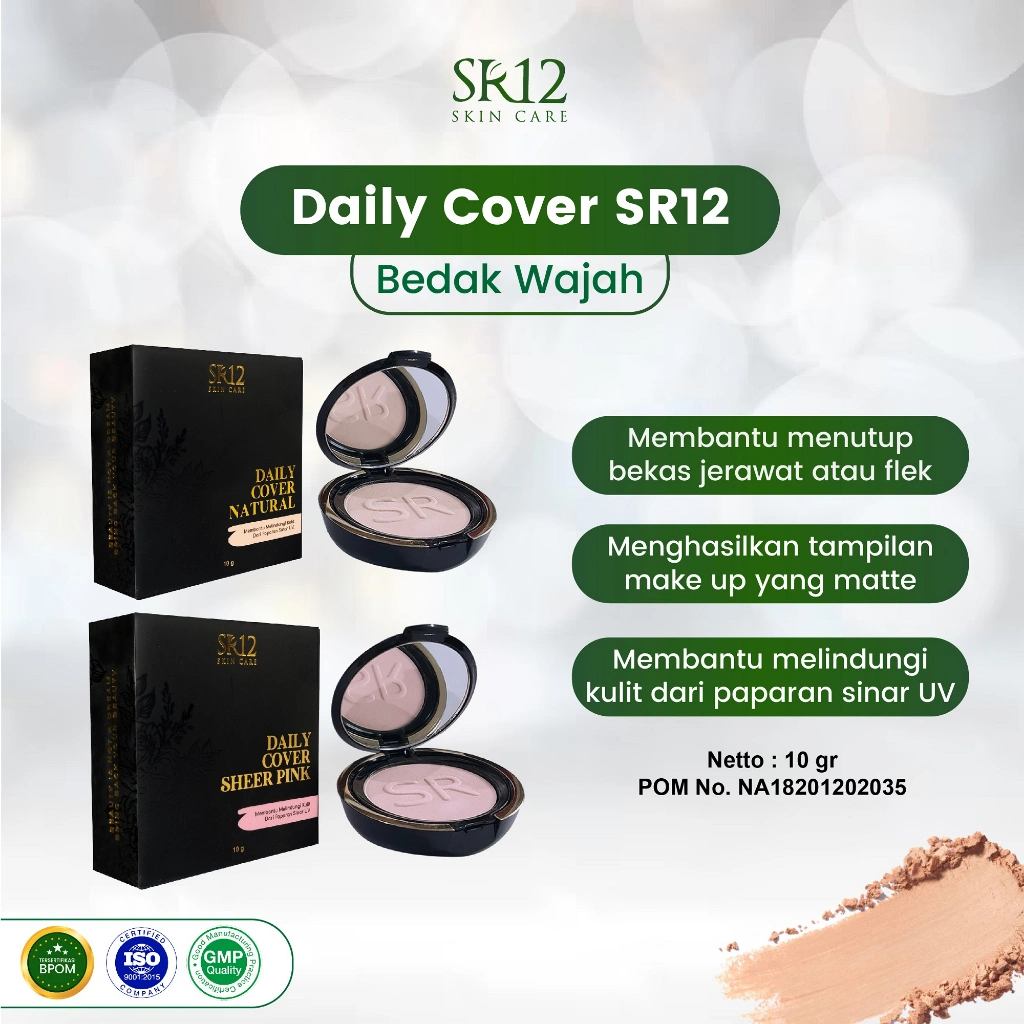 Bedak Glowing SR12 Daily Cover & Matte Cover Natural - Bedak Padat & Tabur SR12 Kosmetik BPOM