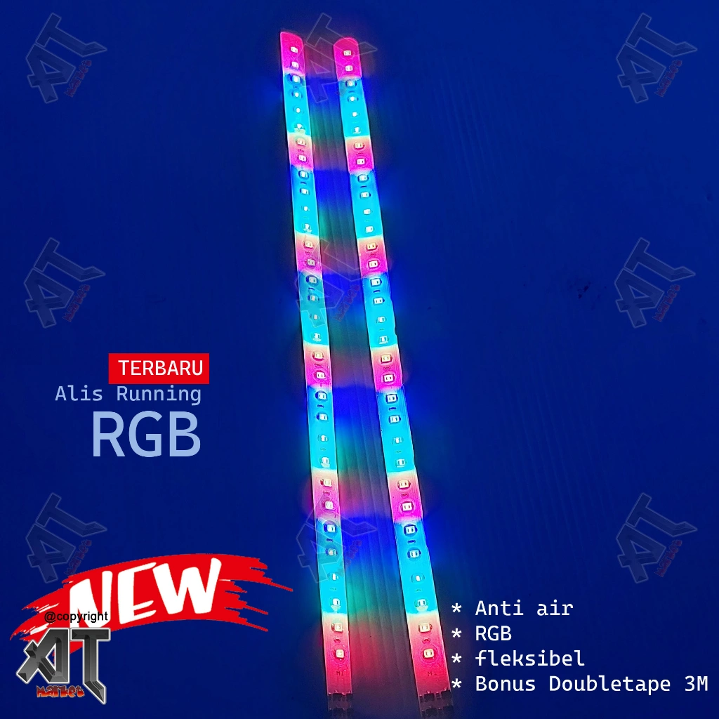 Lampu alis running RGB 30 cm fleksibel universal motor mobil anti air bonus double tape 3M Aksesoris variasi lampu motor