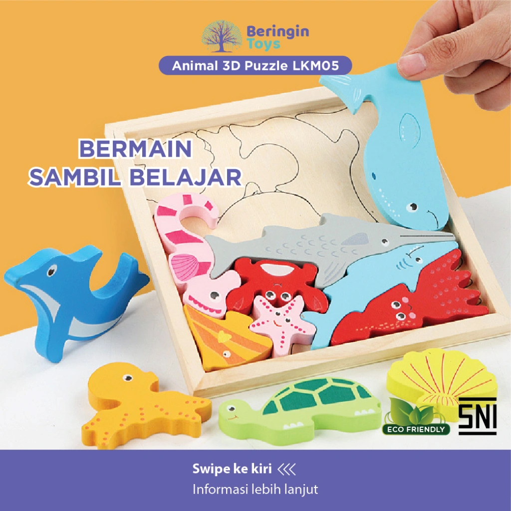 Beringin Toys Mainan Edukasi Balance Puzzle Mainan Puzzle Kayu Hewan Tangram Tetris Mainan Anak / Mainan Anak