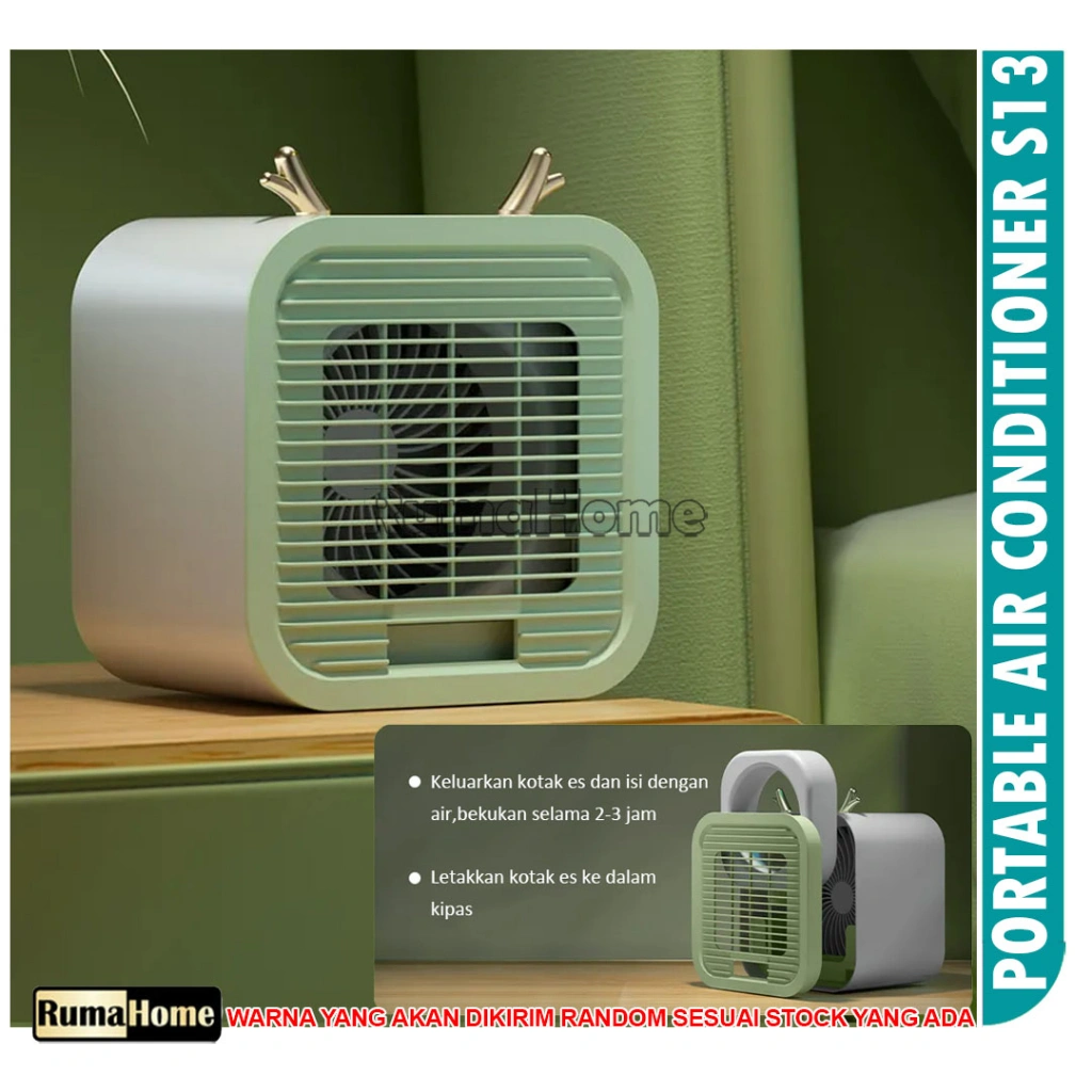 Air Cooler AC Mini Fan  portable S13  dengan USB charge 3 Speed / AC mini / kipas angin portable mini.
