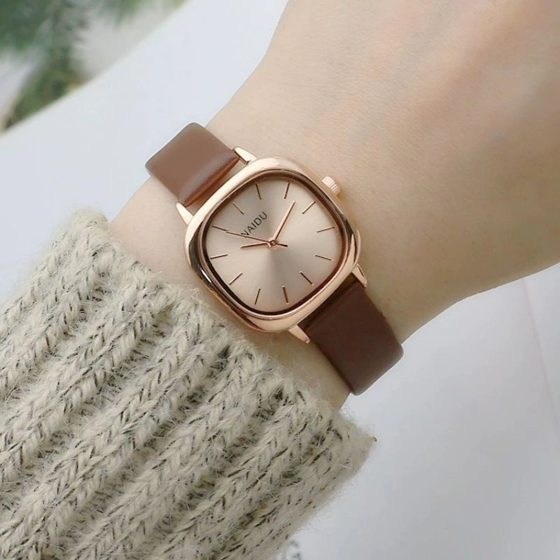 Barbee Jam Tangan Wanita Analog Naidu Kulit Strap Quatrz Gaya Retro Korea 73721