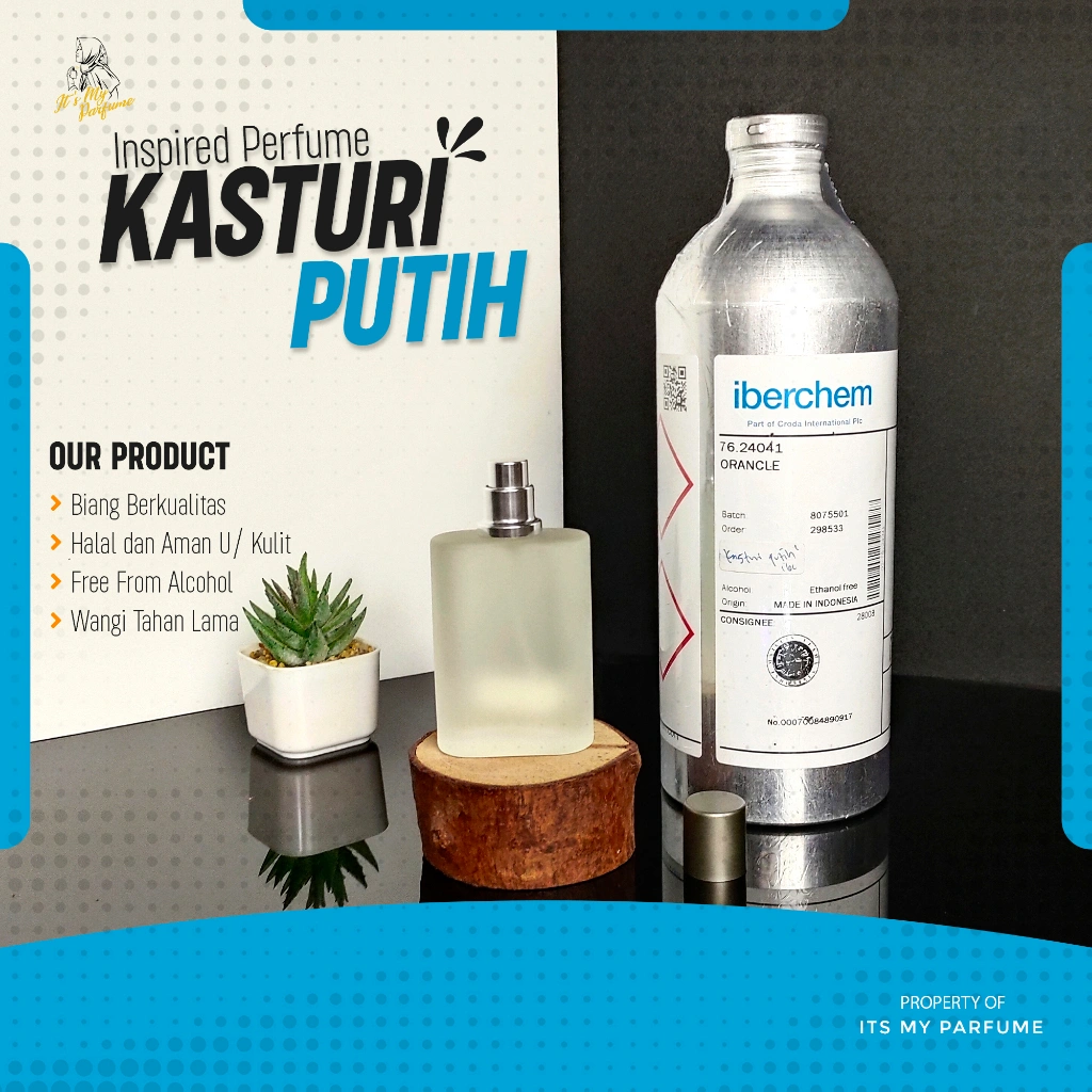 Parfum Kastur Putih Murni 50 ML Khastury White Musk Original Parfum Kasturi Putih Minyak Kasturi Putih Asli Arab Saudi