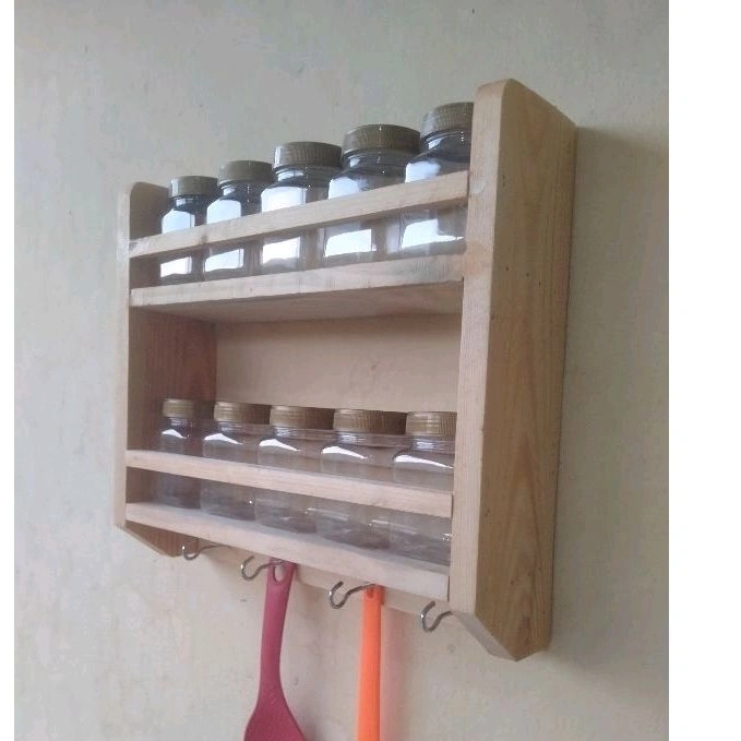 Rak susun Dapur Serbaguna Kayu Tempat Bumbu Aesthetic Plus cantolan