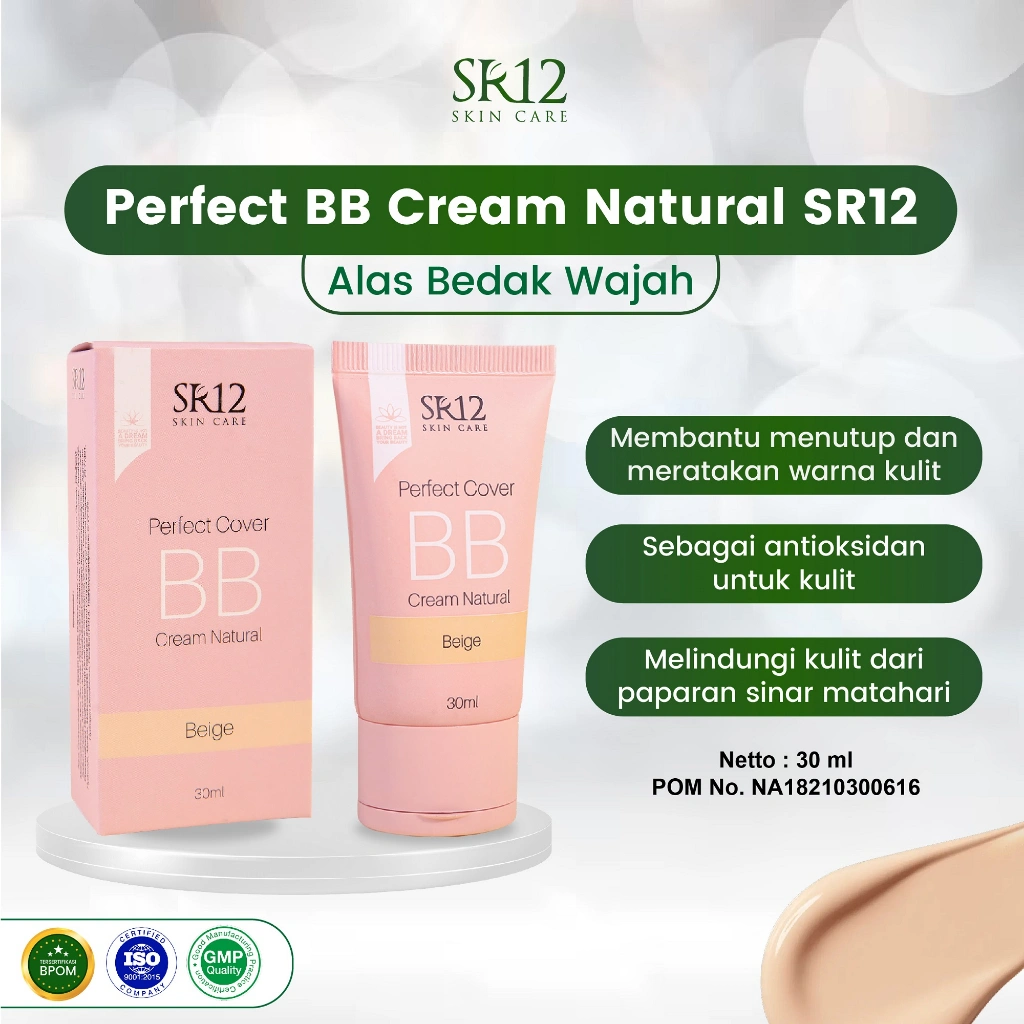 Base Make Up SR12 Skincare - Perfect Cover BB Cream Natural SPF 20 - Natural Look, Liquid Foundation