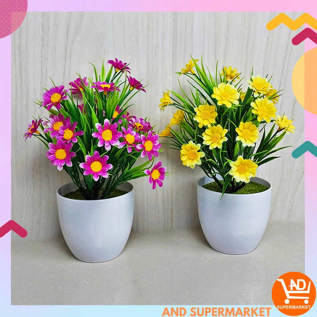 Bunga Hias Plastik Tanaman Bunga Hias Palsu Dekorasi Rumah Artificial Flowers Pot Bunga Hias PBP24