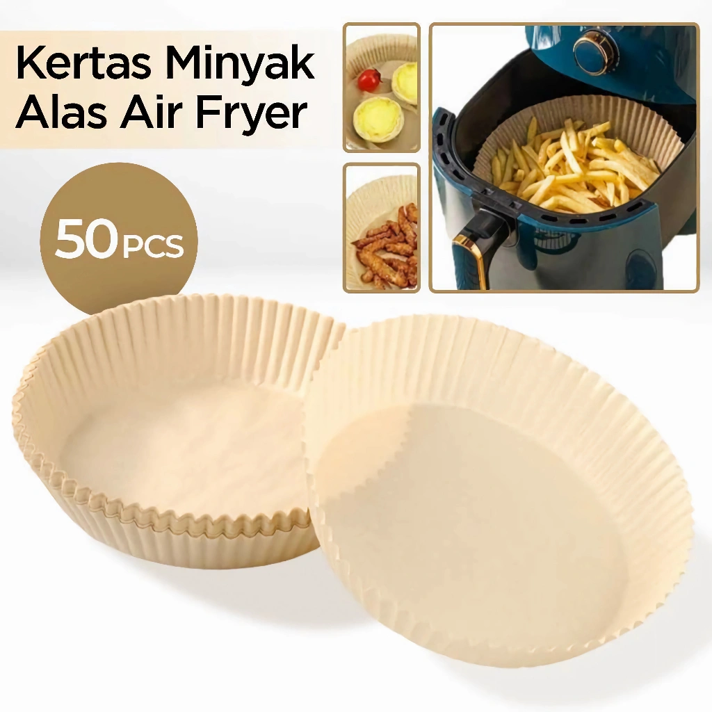 APEN 50pcs Kertas Minyak Alas Air Fryer Anti Lengket Paper Oilproof 16CM Wadah Barang Unik Lucu XK16