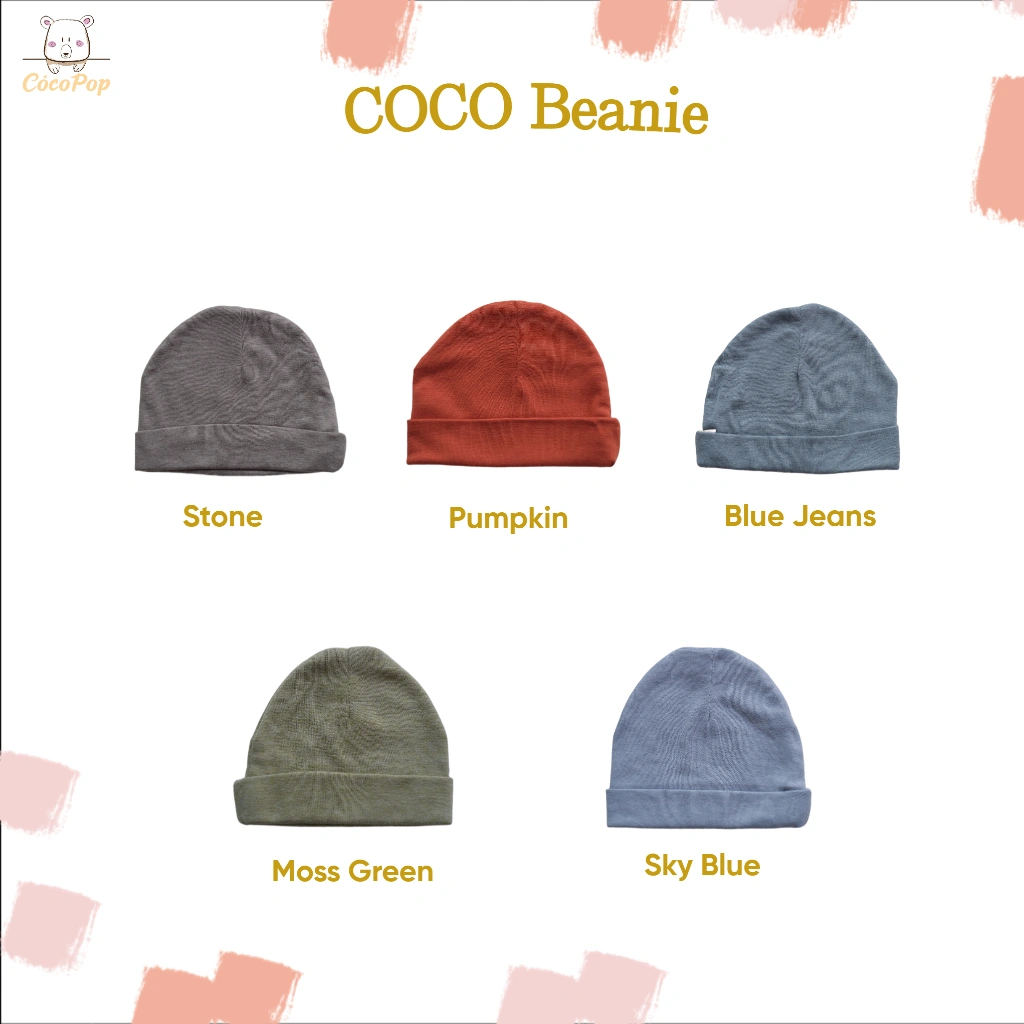 Cocopop Baby - Coco Beanie Topi Kupluk Katun Bayi Unisex ( 0 18 Bulan / 1 Tahun ) Laki Laki