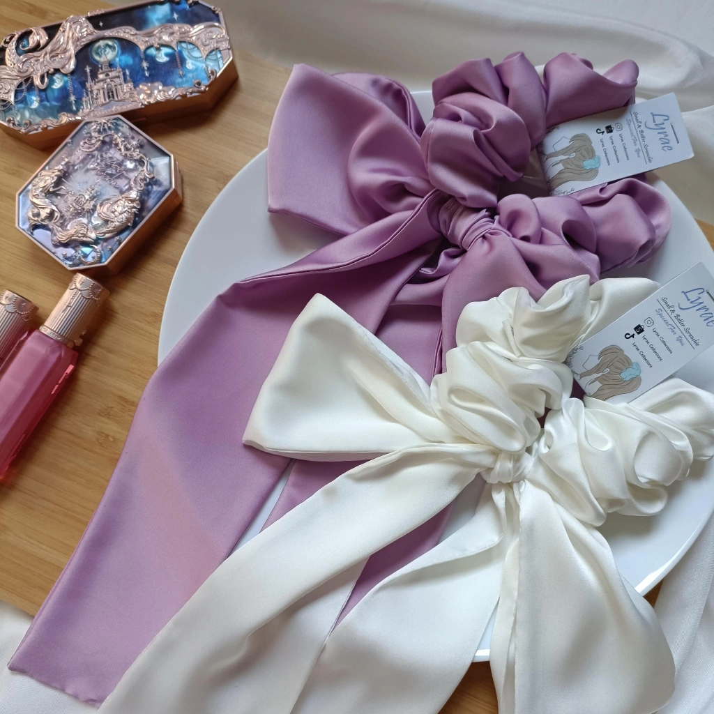 Lyrae Scrunchie Ribbon Scrunchie Pita Satin Silk