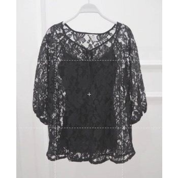 Blouse Atasan Wanita Lengan Panjang Brukkat Kerah V Neck