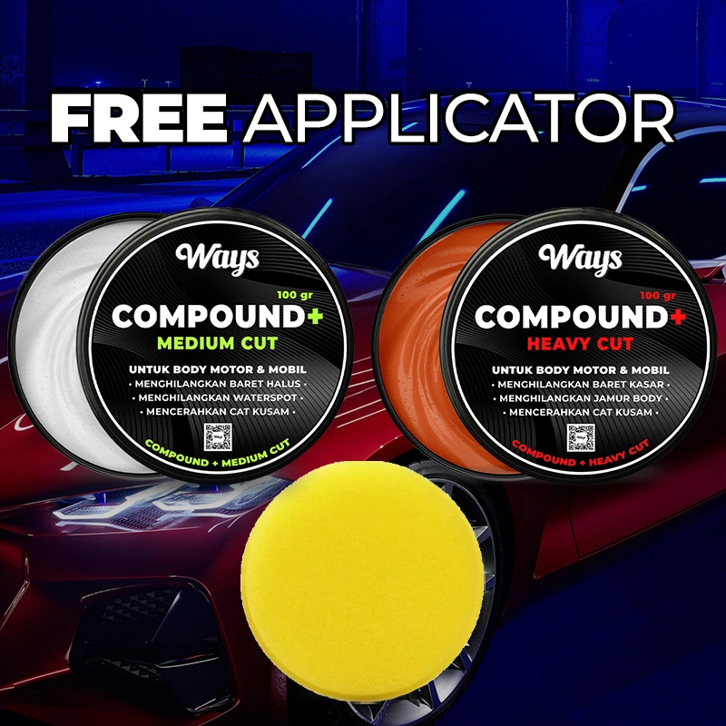 FREE SPONGE APPLICATOR + Kompon Poles Penghilang Baret Lecet Body Kendaraan Motor Mobil Helm Premium Compound Plus