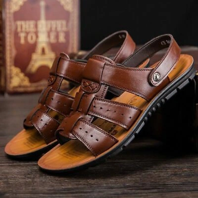 Sendal Pria Selop Kulit Original Terbaru Viral 2025 Sandal Slop Cowok Kasual Trendy Fashion Terlaris