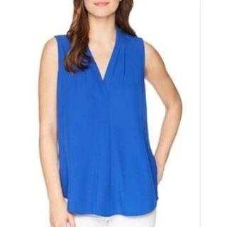 Blouse Atasan Wanita Kerah V Neck Blouse Tanpa Lengan Blouse Kerja Wanita