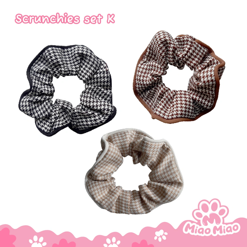 Scrunchies Set Coklat & Kotak Kecil - Kunciran ikat rambut