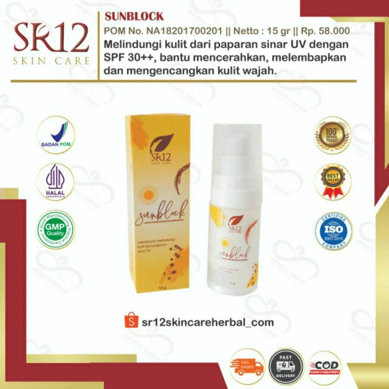 SUNBLOCK SR12 / MELINDUNGI DARI SINAR MATAHARI / UNTUK KULIT KERING