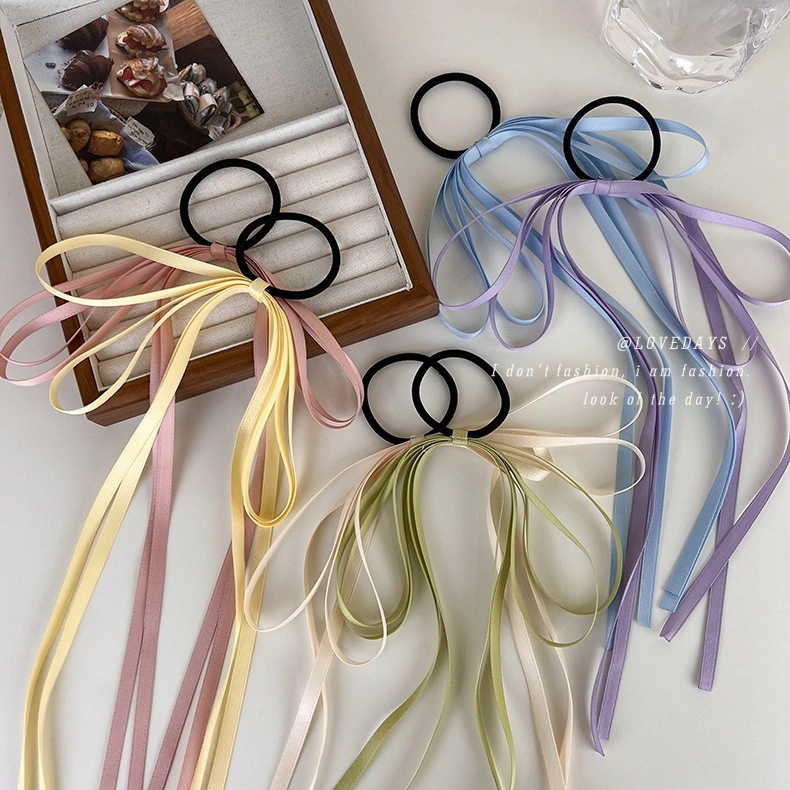 [CUCI GUDANG] IKAT PITA RAMBUT RIBBON BOWKNOT PANJANG SIMPLE KARET KOREAN ELASTIC HAIRTIE SILK SATIN LEMBUT ELEGAN GIRLY FRENCH