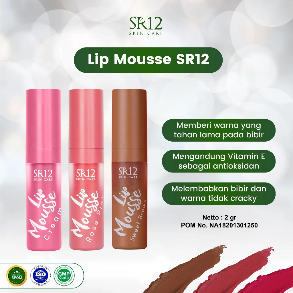 Lip Mousse Cream SR12 Skincare - Lipstik Ringan Dibibir - Lipstik Matte - Kosmetik & Pelembab Bibir
