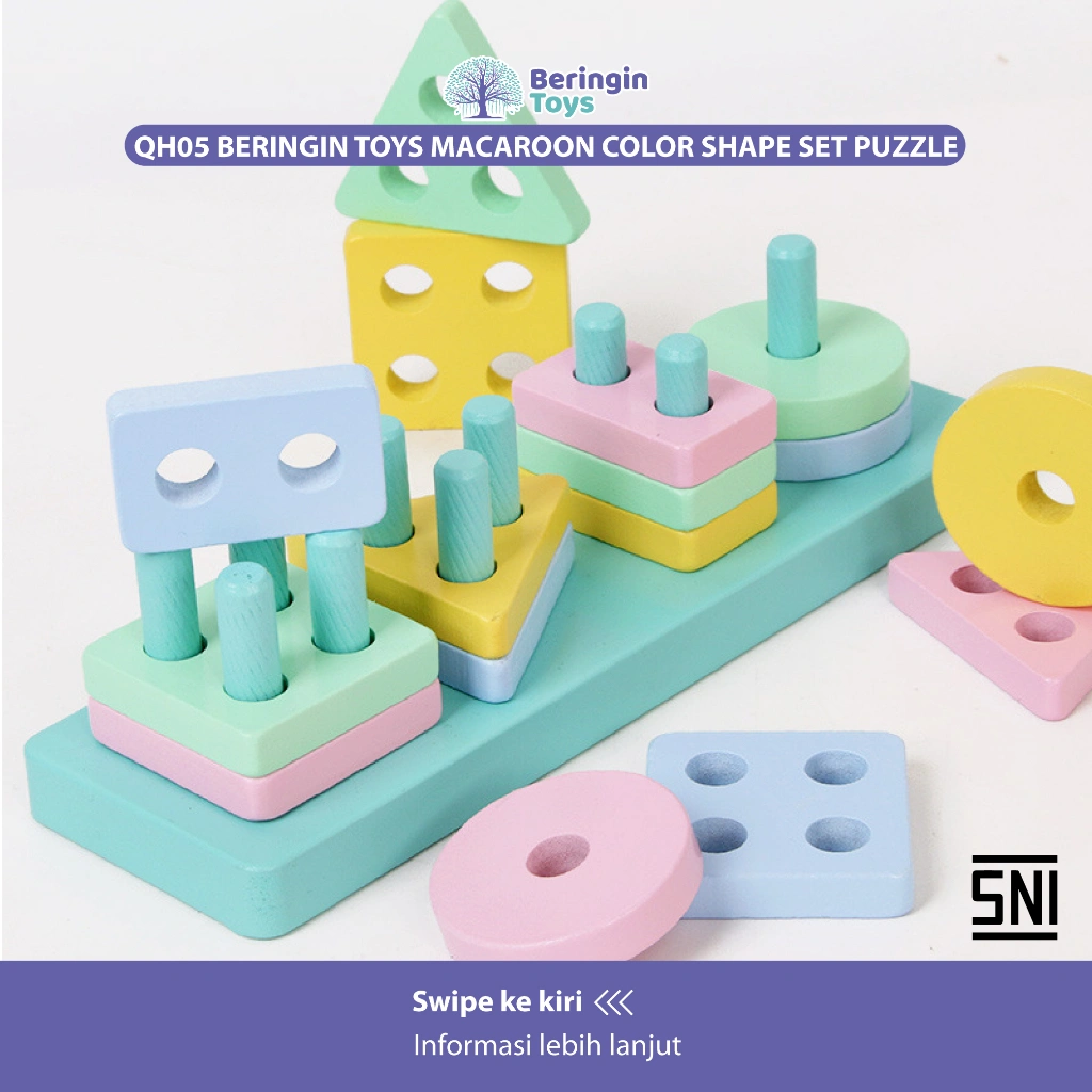 Beringin Toys - Macaroon Color Shape Set Puzzle / Mainan Anak / 3D Puzzle / Jigsaw Puzzle / Mainan Anak