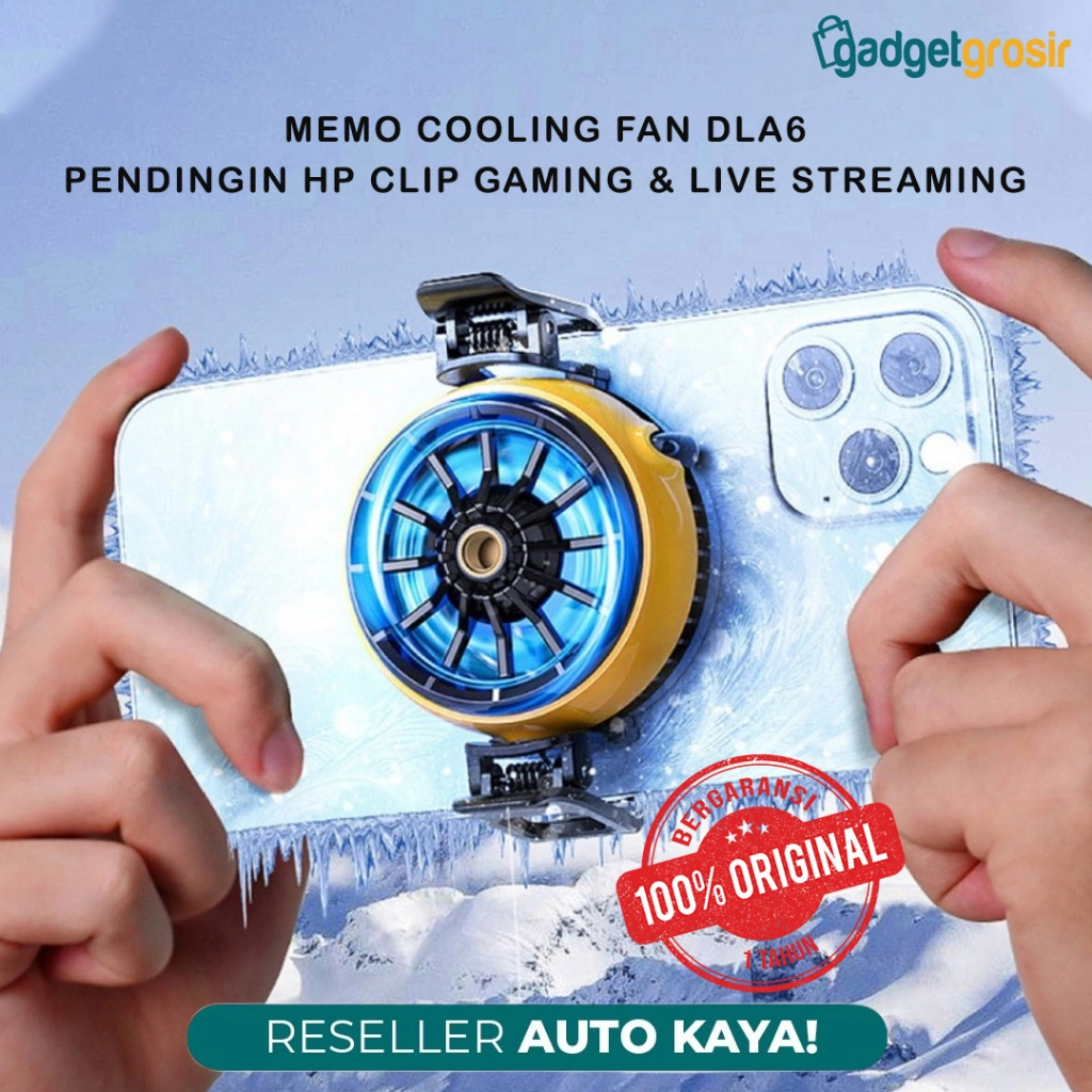 Cooling Fan MEMO DLA6 Phone Cooler Gaming RGB Clip Kipas Radiator Pendingin HP Live Streaming Model Jepit Port Type C For Android IOS Aksesoris Streamer Gamer Original