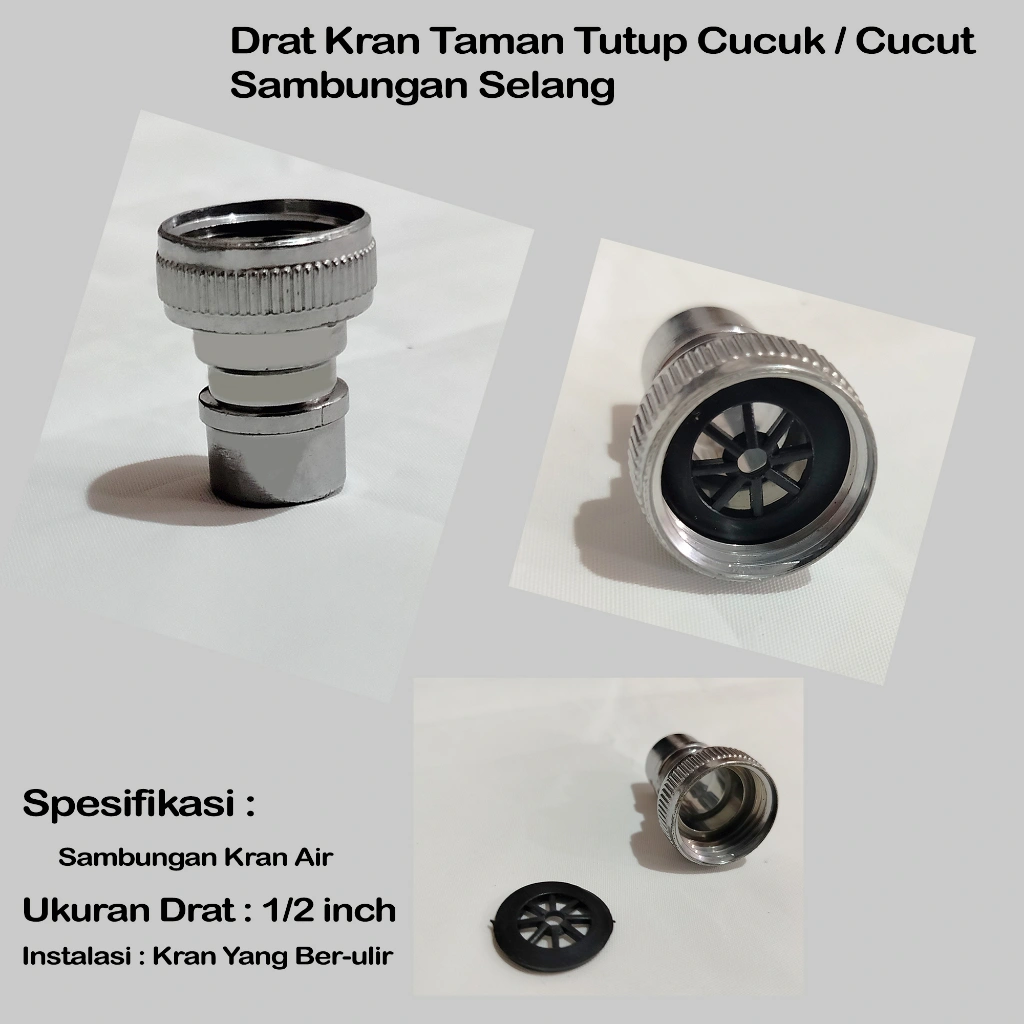 Drat Cucuk Moncong Kran Taman / Sambungan Kepala Keran Selang Air Mesin Cuci 1/2 Inch