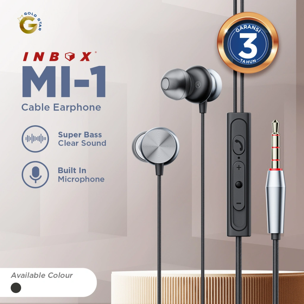 Inbox MI-1 Wired Metal Earphone 3.5mm Headset Stereo Bass with Mic and Volume Control