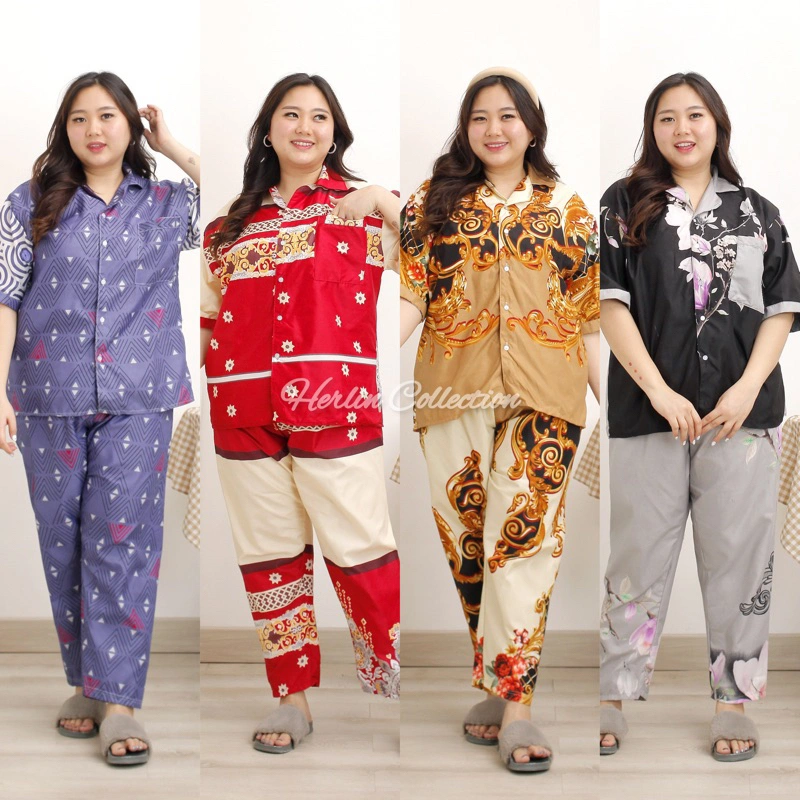 Piyama Jumbo Wanita LD120 XXL Big Size Kantong - Katun - Daily Set - Setelan