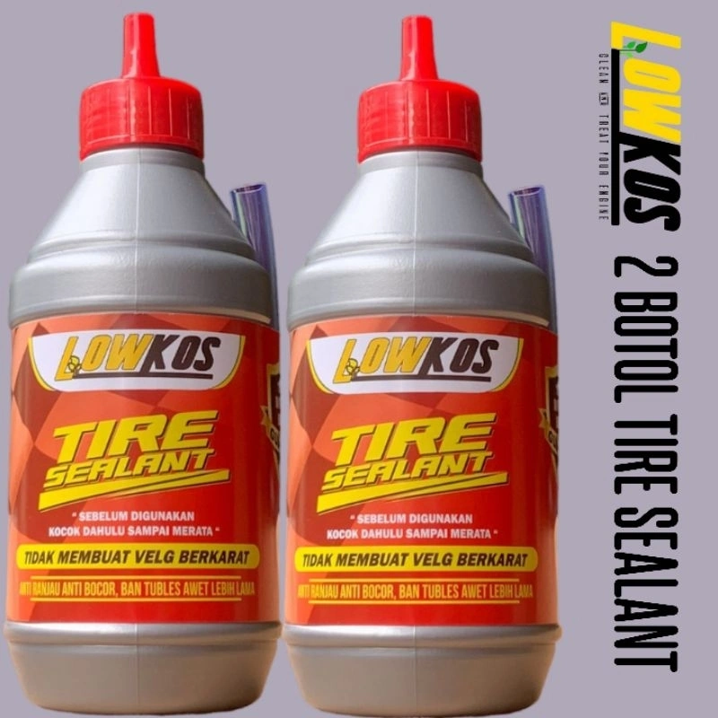 Paket 2 Botol LOWKOS Cairan Tubeless Motor Mobil anti bocor @350ml - Cairan tubles anti ranjau paku