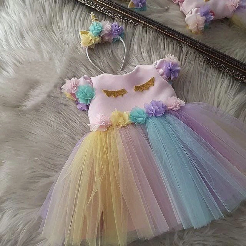 gaun anak tema unicorn free bando