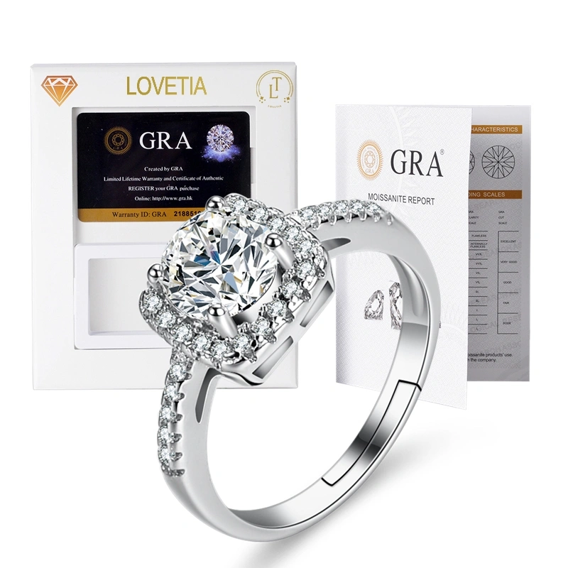 LOVETIA Cincin Moissanite Square 1.0 Ct Sertifikat GRA BTJZ025