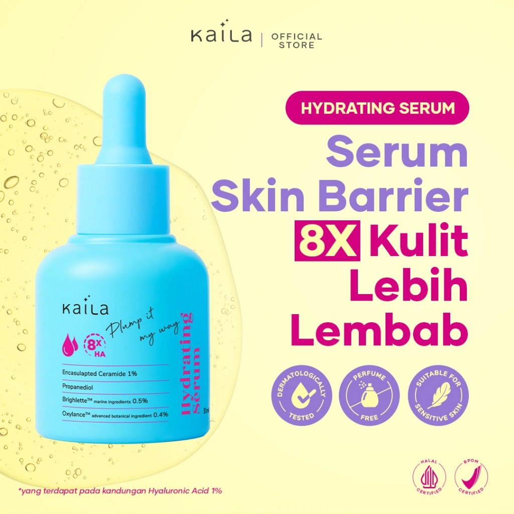 [Clearance Sale] Kaila SmartSkin Hydrating Serum 30ml - Serum Skin Barrier Melembabkan Menenangkan Kulit Untuk Semua Jenis Kulit Dengan 8x Hyaluronic Acid dan Ceramide Diuji Dermatologis Halal & BPOM